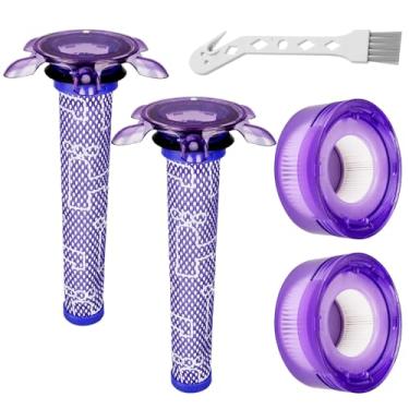 Imagem de Lemige Kit de substituição de filtro V7 V8 para aspirador sem fio Dyson V7 V8 Slim Animal Absolute Motorhead SV10 SV11 SV25, 2 pré-filtros New Star e 2 pós-filtros HEPA, número de peça 965661-05 e 967478-05