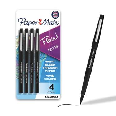 Imagem de Paper Mate Canetas de ponta de feltro Flair, ponta média (0,7 mm), preta, 4 unidades - 1