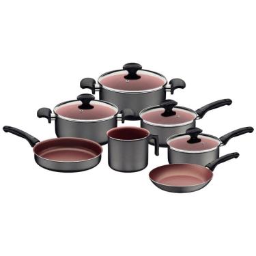 Imagem de Jogo de Panelas Vermont 7 Peças em Alumínio com Revestimento Interno e Externo Antiaderente Grafite Tramontina 27899/040