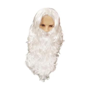 Imagem de Fancyes Peruca de Papai Noel, Barba, Cabelo Cacheado, Peruca, Acessórios de Fantasia, Peruca de Fantasia de Natal, Cosplay de Papai Noel para o Halloween