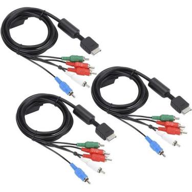 Imagem de Cabo Video Componente Para Play Ps2 / Ps3 Ponta Prata Alta Definição -
