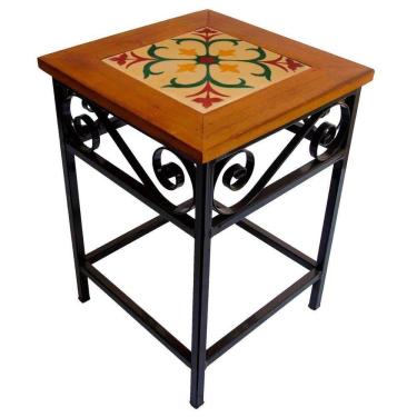 Imagem de Banco De Ferro E Madeira Rústico Com Ladrilho Hidráulico Azulejo Ladrilho D1