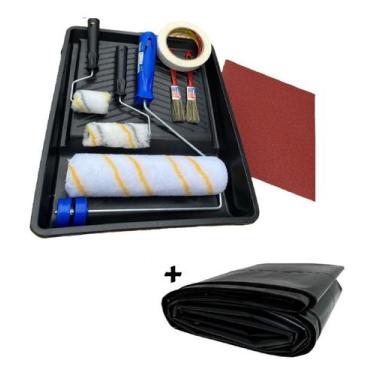 Imagem de Kit Pintura Parede Bandeja Rolo Lã Fita Crepe E Pincel 19 Peças - Tigr