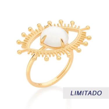 Imagem de Anel banhado ouro 3x 24k 18k e 22k feminino de pérola grande rommanel 