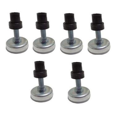 Imagem de Kit 6 Pés Niveladores Para Cama Box Mesas Cadeiras Rosca 5/16 Metálico