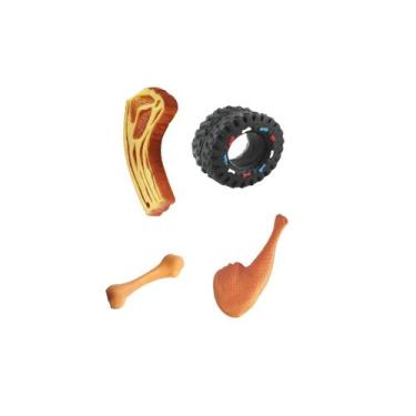 Imagem de Kit 4 Brinquedos Filhote Cachorro Pequeno Pet Mordedor Som - Wellmix
