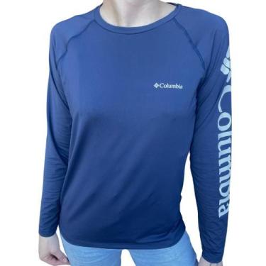 Imagem de Camiseta Columbia Feminina Aurora Manga Longa, G, Azul marinho