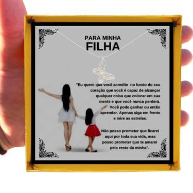 Imagem de Colar Borboleta Presente Aniversário de Pai Viking Para Filha Prata Es