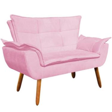 Imagem de Poltrona Namoradeira Pés Palito Charger Suede Rosa G19 - Gran Belo