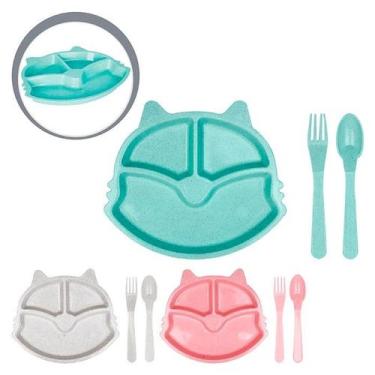 Imagem de Kit Refeição Alimentação Infantil Com Prato Garfo e Colher - ArtBaby, 