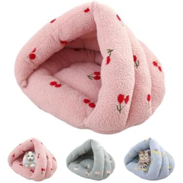Imagem de Saco de dormir de inverno para gatos, tapete de almofada lavável, quarto dobrável para gatos pequenos, coelhos e cães pequenos (rosa, 60 x 35 x 44 cm)