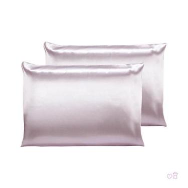 Imagem de Kit 02 Fronhas De Cetim Antifrizz 50X70 Cabelo Rosê - Autoestima Home