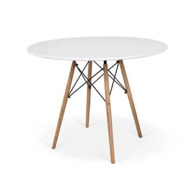 Imagem de Mesa De Jantar Redonda Eames Eiffel Wood 90Cm Branca - Universal Mix