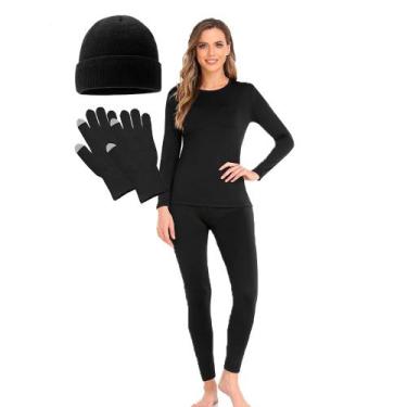 Imagem de Conjunto Segunda Pele Térmico Flanelado + Gorro + Luva Adulto Masculin