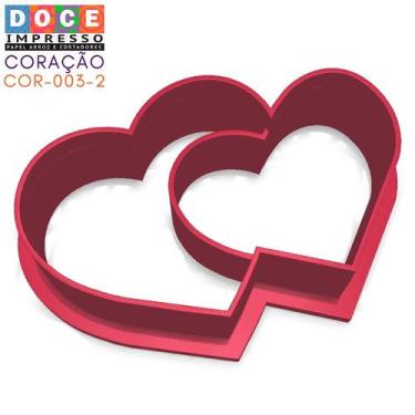 Imagem de Cortador de Pasta Americana Coração Duplo com Marcador - DOCE IMPRESSO