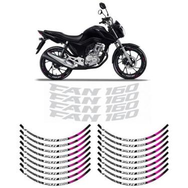Imagem de Adesivos Filete Moto Roda Honda Fan 160 2018/ Rosa Refletivo - SPORTIN