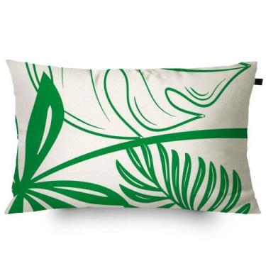 Imagem de Almofada Algodão Retangular Estampada Folhas 30x50cm Verde - FASTLAR