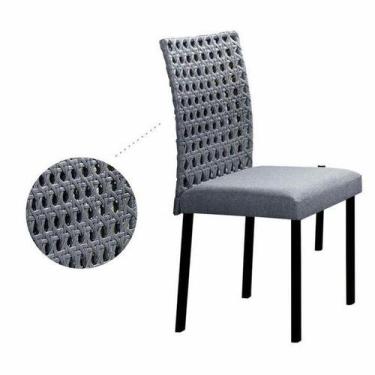 Imagem de Conjunto Sala De Jantar Lisboa Com 6 Cadeiras Rattan Grafite E Metal P