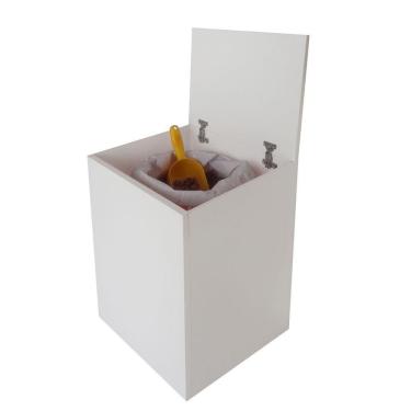 Imagem de Porta Ração Caixa Com Rodízios Pet Armazenar Até 25Kg Branco