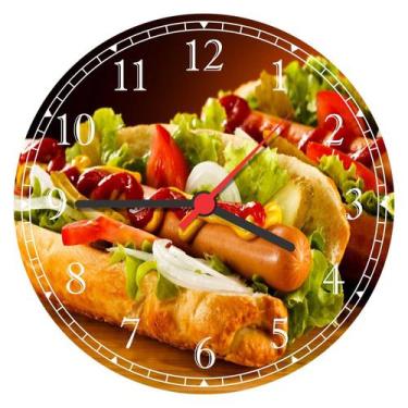 Imagem de Relógio De Parede Cachorro Quente Hot Dog Restaurantes Decorações - Vi
