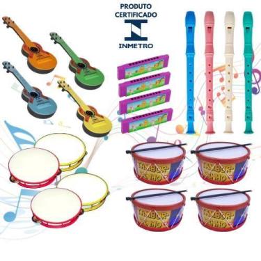 Imagem de Kit 20 Instrumentos Musicais Infantil Violão Tambor Flauta Gaita Pande