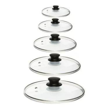 Imagem de Jogo  Kit de Tampas Vidro Temperado Panela 16 18 20 22 24 26 Cm - Tyco