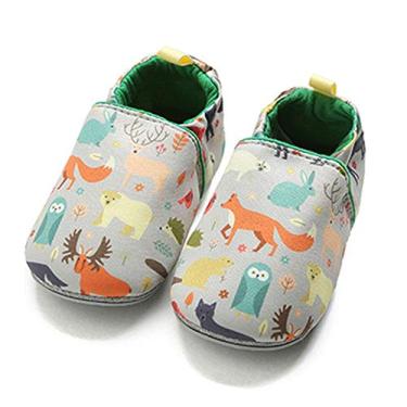 Imagem de Timatego Sapatos infantis para bebês meninos e meninas, antiderrapante, mocassim infantil, primeiro andador, casa, berço (6 a 24 meses), 01 Raposa cinza, 12-18 Months Toddler