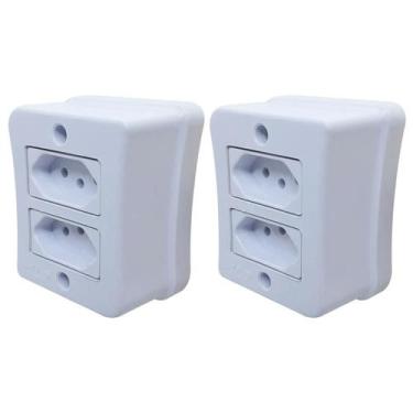 Imagem de Tomada Dupla 2p+t 10A Sobrepor Externo Placa Espelho Branco - FLP