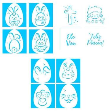 Imagem de Kit mini stencils páscoa c/ 03 modelos diferentes blue star