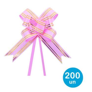 Imagem de Laço fácil p/ presente 47cm - Rosa Claro Dourado 200un - Rio Tijucas
