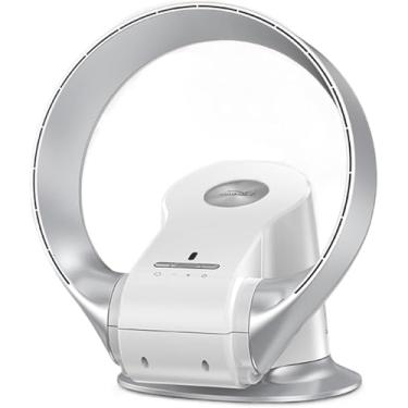 Imagem de Ventilador de parede sem lâmina, com controle remoto/temporizador, ventilador elétrico de mesa sem lâmina, velocidade do vento de 8 velocidades, ajuste de 120°, fonte de ar oscilante de 80°