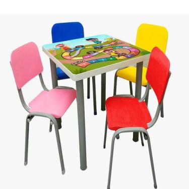 Imagem de Kit Mesa Infantil 4 Cadeiras Reforçada LG flex Cores Variadas - Lg Fle