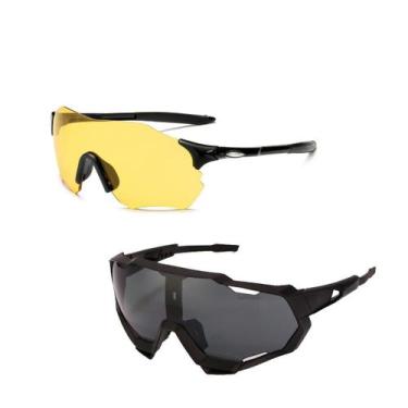 Imagem de Kit 2 Óculos Sol Preto Ciclismo Mtb Uv400 + Noturno Amarelo - PENDULAR