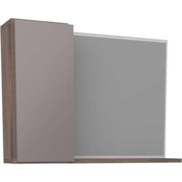 Imagem de Espelheira de Banheiro Tamarindo e Nude em Madeira com Armarinho Linha