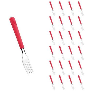 Imagem de Conjunto 24 Garfos Linha Luna Vermelho Aço Inox Plástico - Taumer, Lun