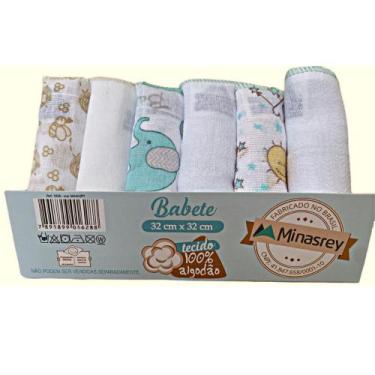 Imagem de Kit Pano de boca 6un (Babete) 32x32cm 100% algodão MinasRey Carícia - 