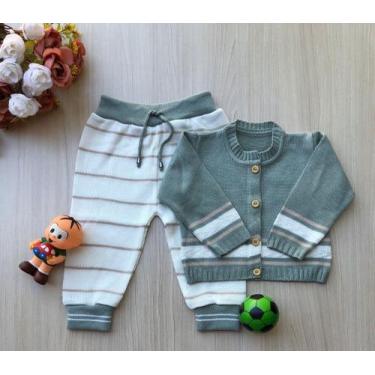 Imagem de Conjunto casaco + calça em tricot 2 peças - Dinhos baby, Verde maré co