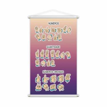 Imagem de Banner Libras Números Mãos Pedagógico Escolar 60x40cm - PlimShop