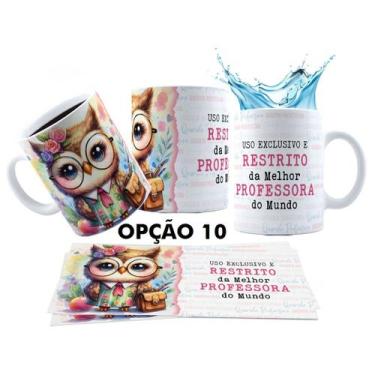 Imagem de Caneca 325ml Aquarela Corujinha Dia Dos Professores - LARANJA E MIMOS