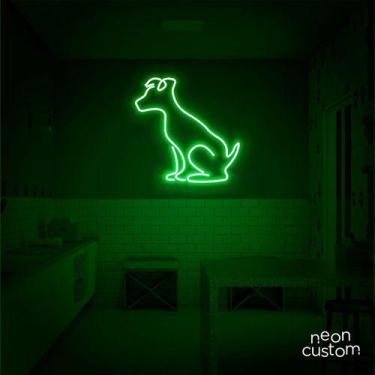 Imagem de luminaria letreiro Neon Led Dog Sentado 02 60x60 luminoso decoração p/