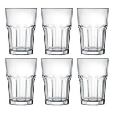 Imagem de Jogo Kit 06 Copos Vidro Grosso Suco Água Drink Cerveja 420ml - Oca Var