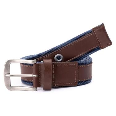 Imagem de Cinto de Lona Masculino 3016 Detalhes em Couro - Gurgel, Marinho mouro
