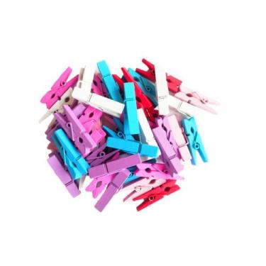 Imagem de Mini Pregador Prendedor Madeira Coloridos 3,5cm 48 Unidades - Levolpe