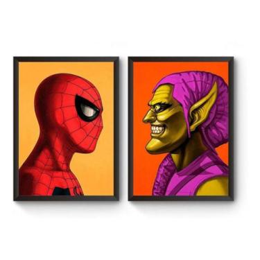 Imagem de Kit 2 Quadros Homem Aranha Vs Duende Verde - Fanarte