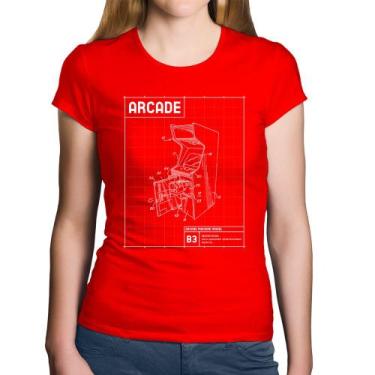 Imagem de Baby Look Algodão Arcade Fliperama Projeto - Foca na Moda, Vermelho, G