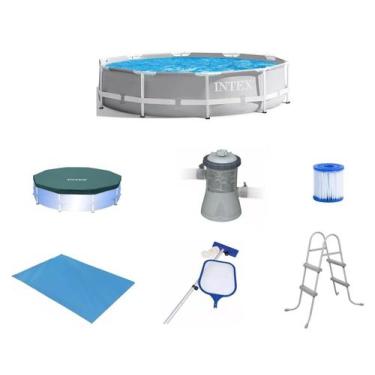 Imagem de Piscina Intex 5000 litros estrutural PRISM Cinza com Bomba Filtro 110v