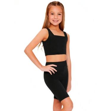 Imagem de Conjunto Treino Top e Short Menina Infantil Esporte Ginástica Fitness 