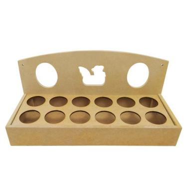 Imagem de Porta 12 Ovos Desenho Galinha 31,5x12x13 Mdf Madeira - ATACADÃO DO ART