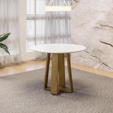 Imagem de Mesa de Jantar Redonda 103cm Multimóveis CR50043, Carvalho/Off White