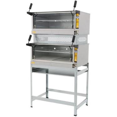 Imagem de Forno Guilhotina Gás com Infravermelho Inox 2 Câmaras 90x90 Metalmaq
